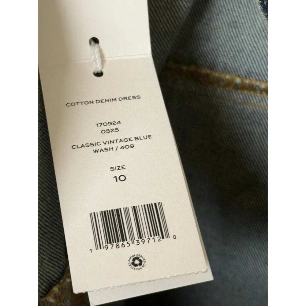 NWT $498 Tory Burch Cotton Denim Dress Size 10 A-line Vintage Blue Preppy